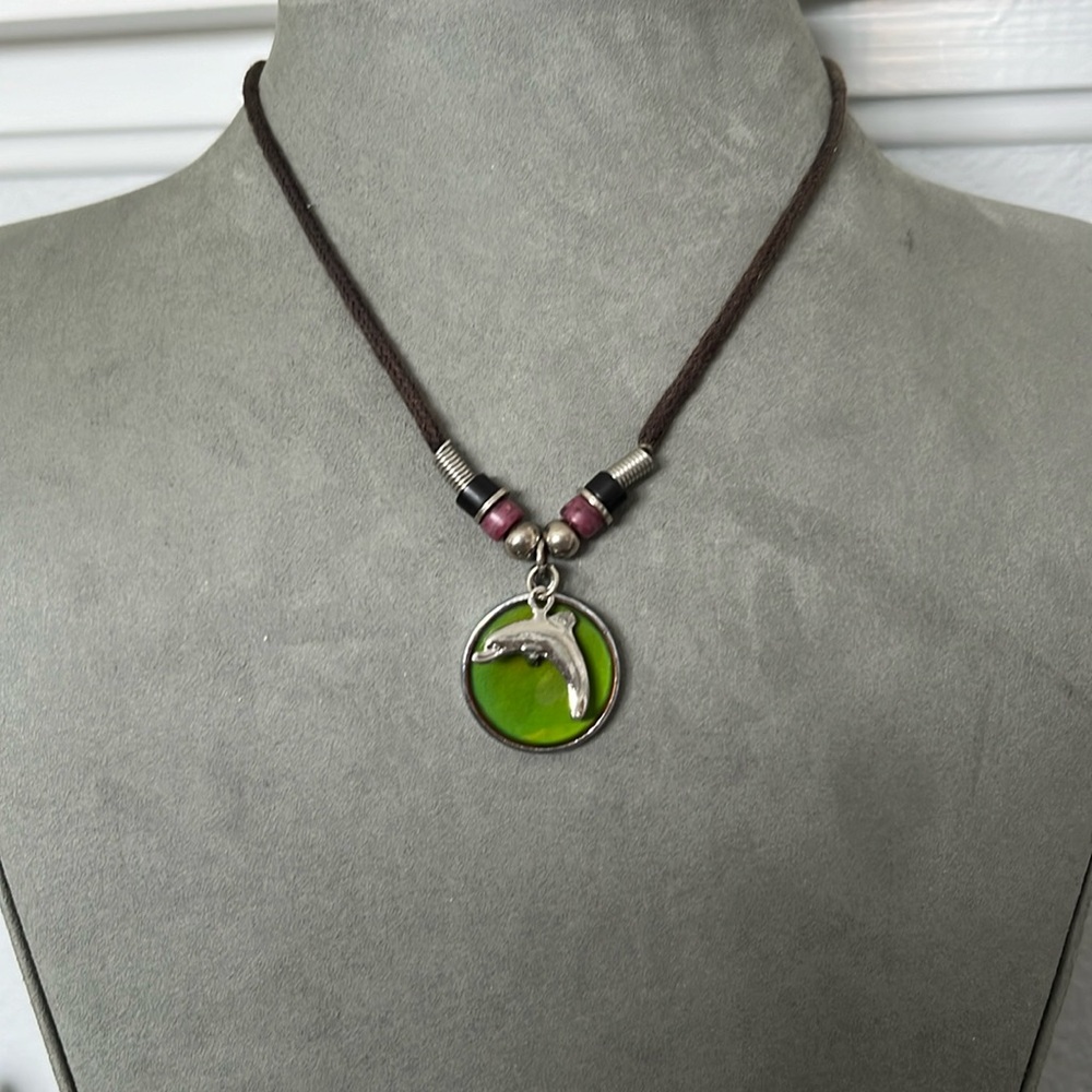 Silver Tone Color Change Dolphin Mood Necklace